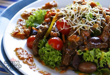 Asian Beef Salad with Crunchy Yum Yum Peanut Butter Sauce