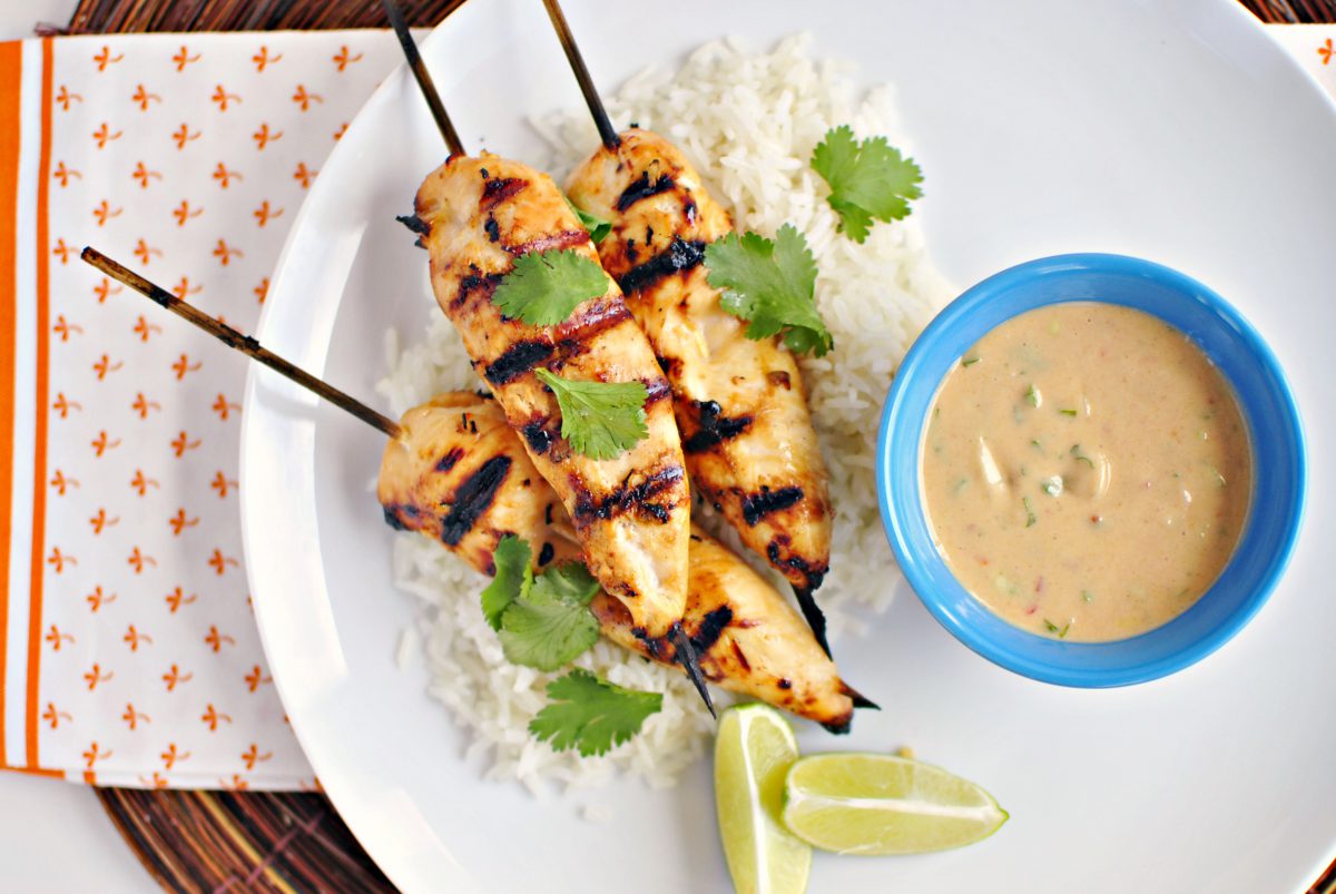 Chicken sosaties with peanut butter sauce